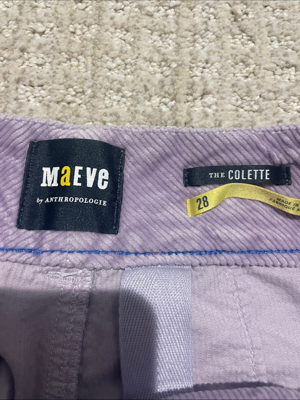 Maeve Lavender Colette Wide-Leg Cropped Corduroy Pants - Picture 2 of 3